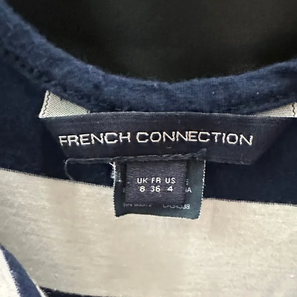French Connection Navy and White Striped Midi Dress